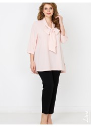Блуза Бант (ТД Лина) горох белый на розовом