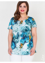 Блуза Вдохновение (ТД Лина) голубой-цветы